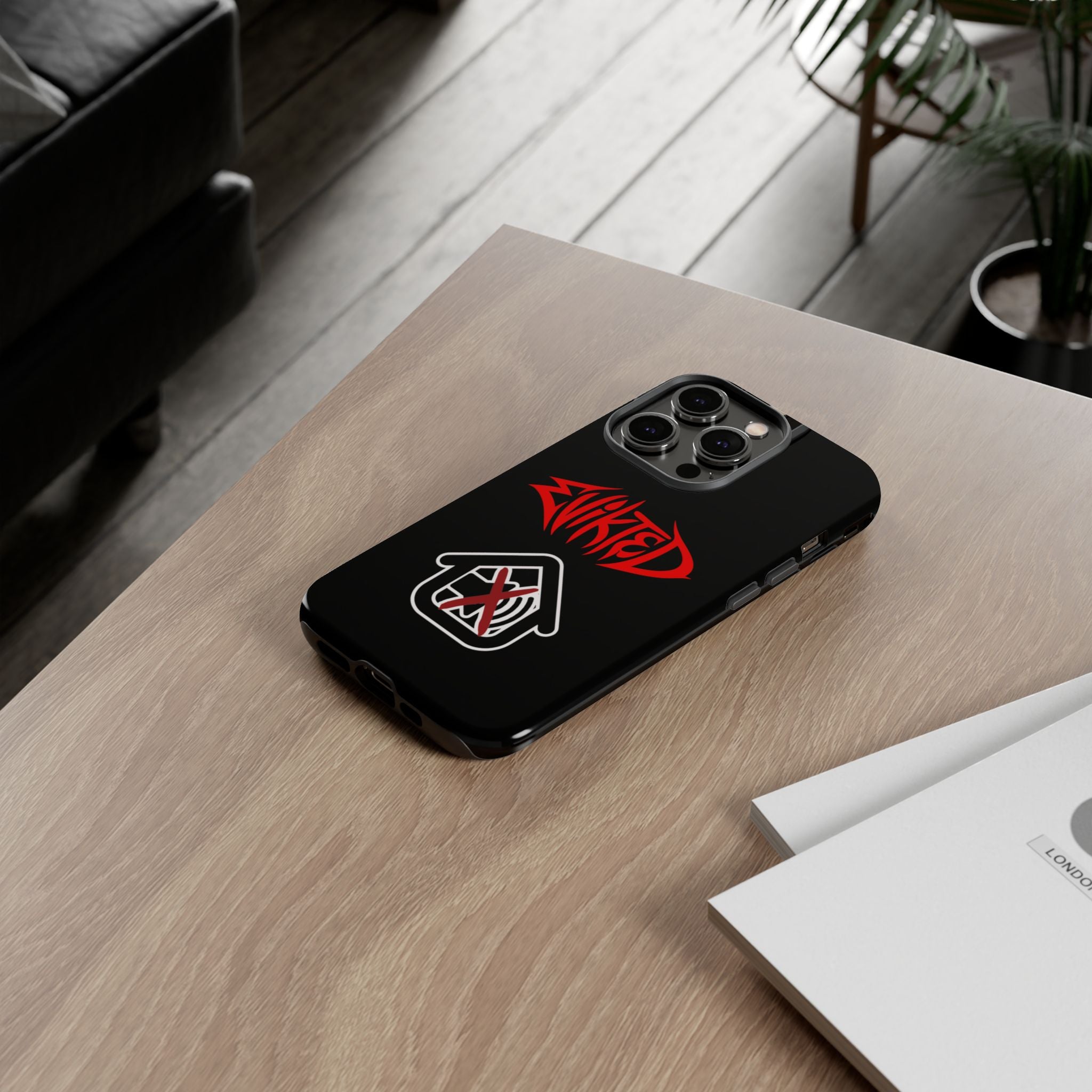 Phone Case — 'Evikted' Red Logo (Matte Black Rugged Protection)