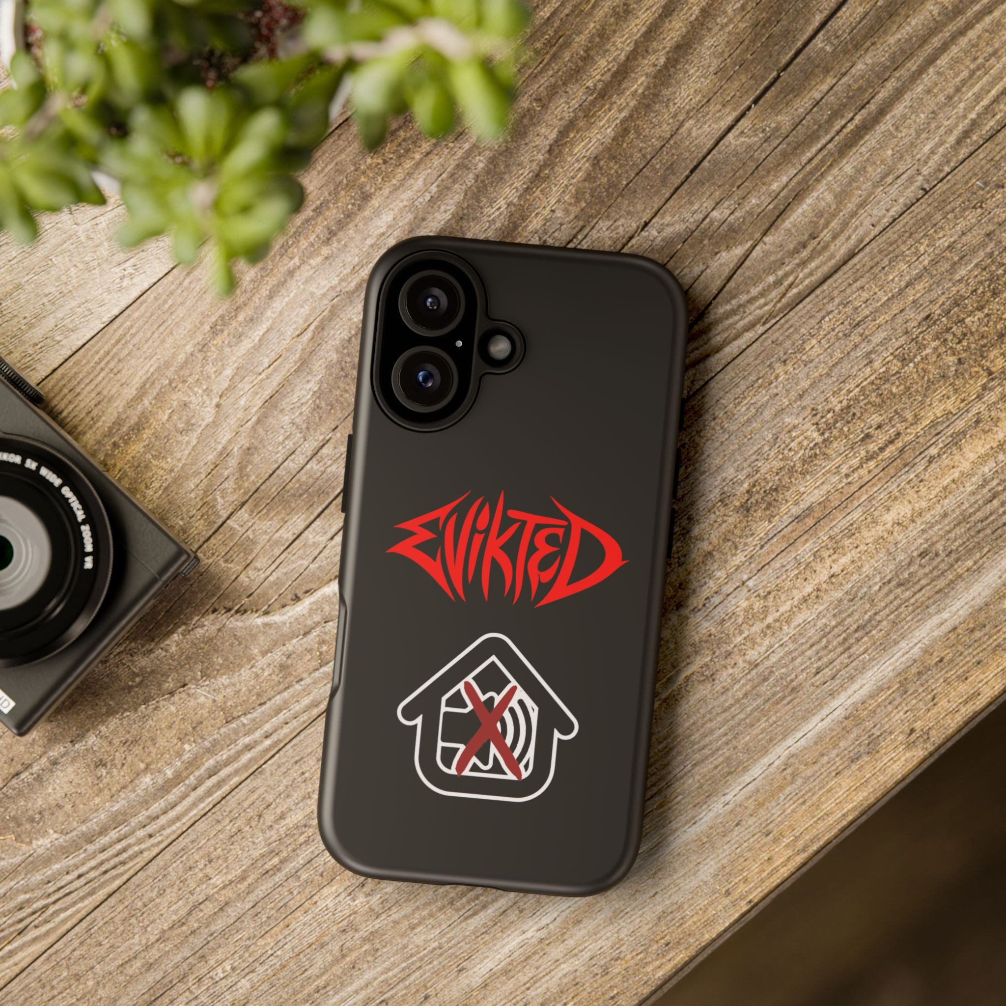 Phone Case — 'Evikted' Red Logo (Matte Black Rugged Protection)