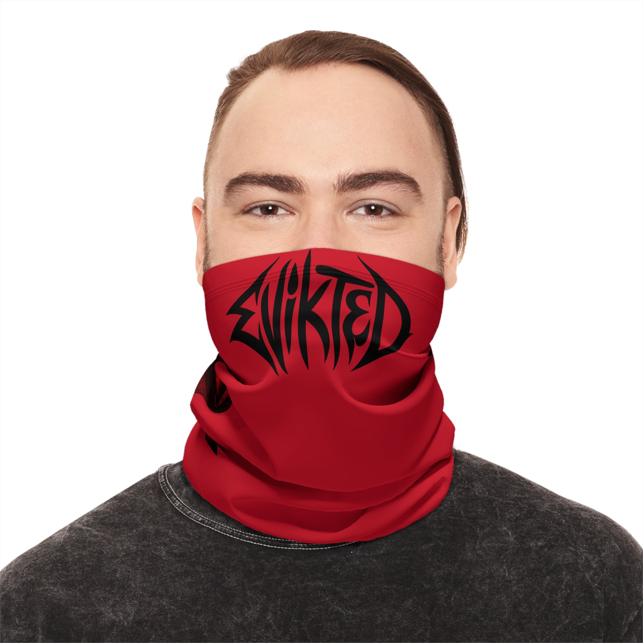 Winter Neck Gaiter — Red 'Evikted' Graphic Face Cover