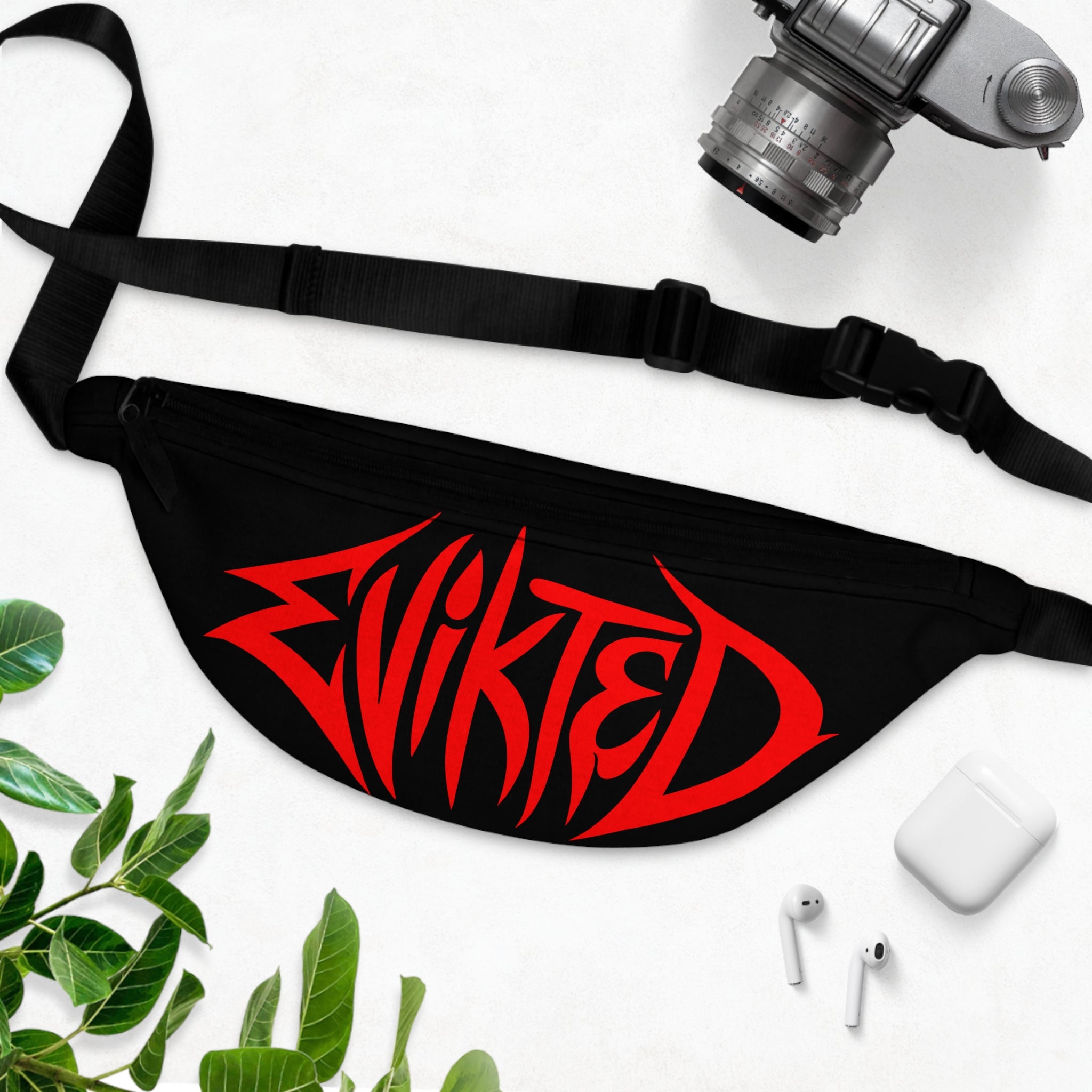 Evikted Red Logo Fanny Pack — Streetwear Waist Bag