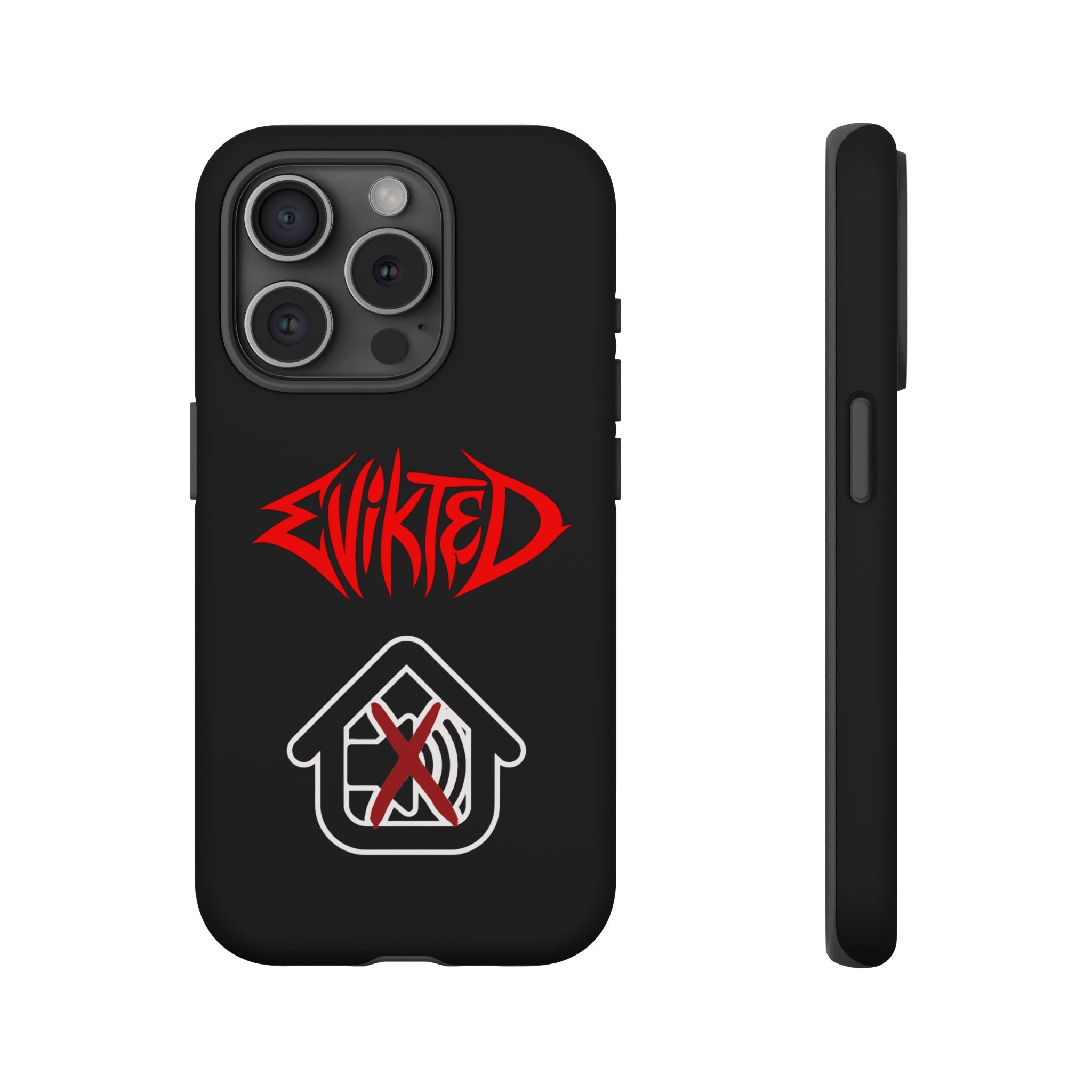 Phone Case — 'Evikted' Red Logo (Matte Black Rugged Protection)