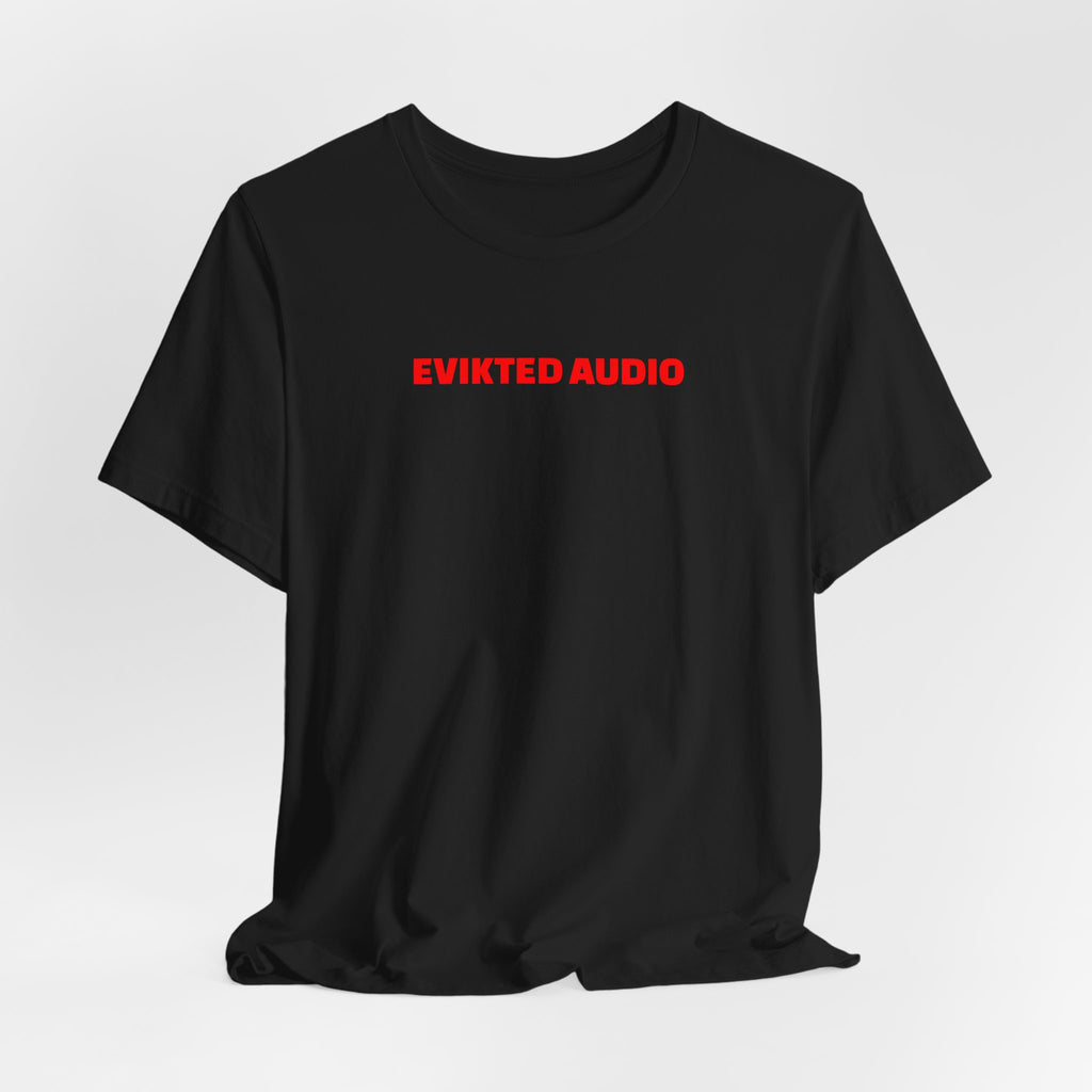 Evikted Audio Graphic Tee — Red Logo Band T-Shirt