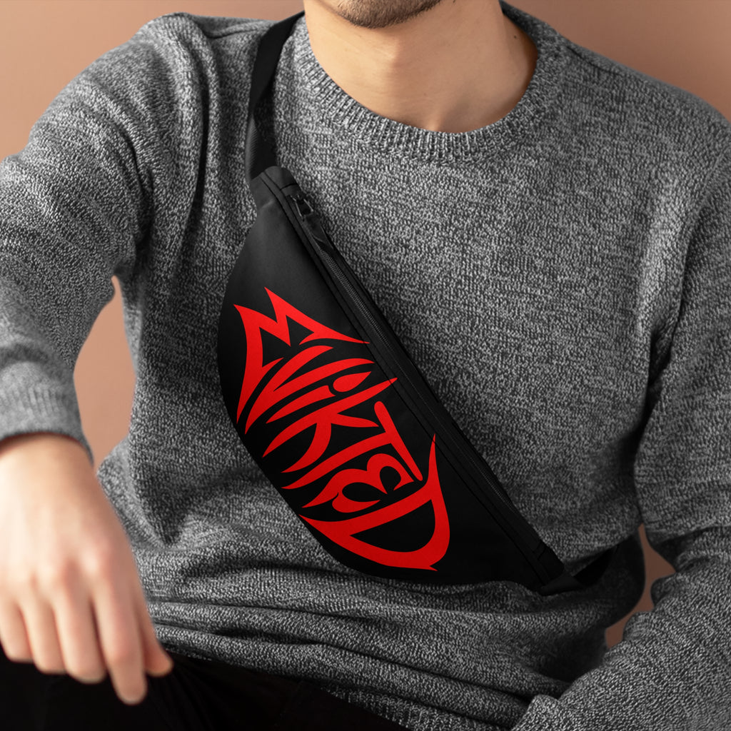 Evikted Red Logo Fanny Pack — Streetwear Waist Bag