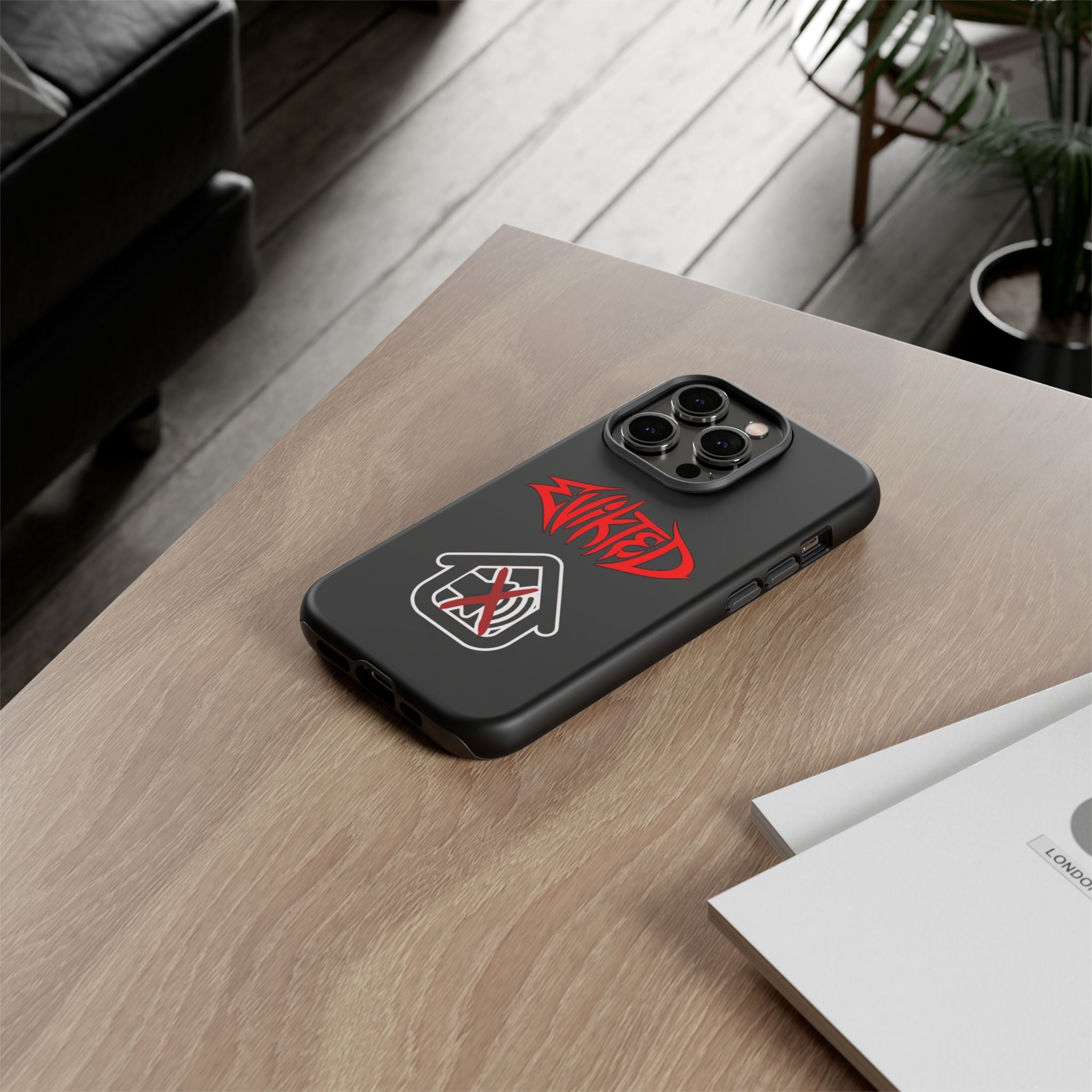 Phone Case — 'Evikted' Red Logo (Matte Black Rugged Protection)