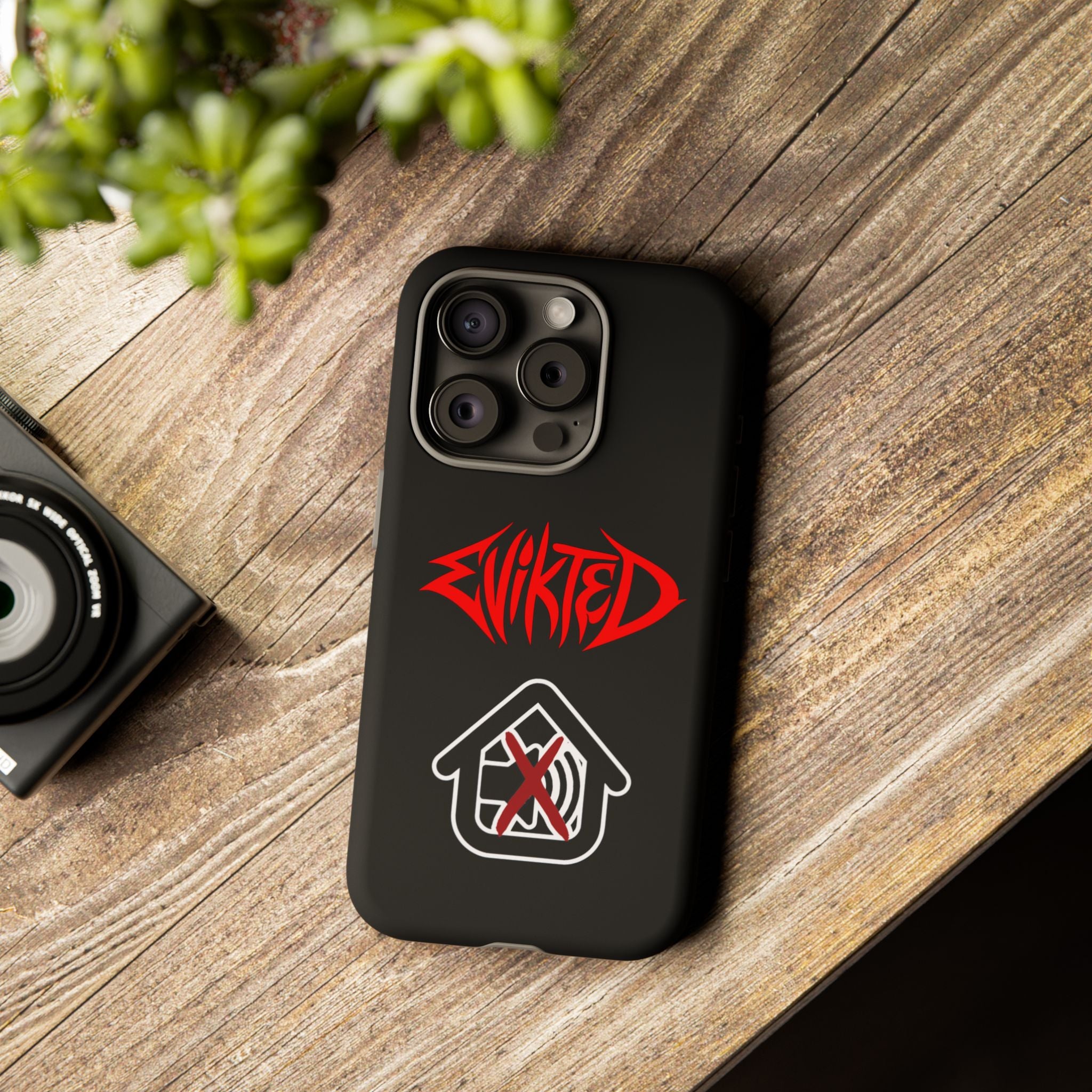 Phone Case — 'Evikted' Red Logo (Matte Black Rugged Protection)