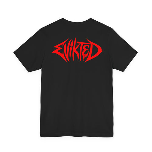 Evikted Audio Graphic Tee — Red Logo Band T-Shirt